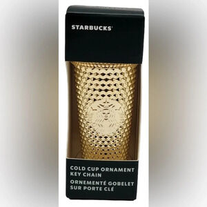 STARBUCKS Holiday 2022 Gold Bling Studded Tumbler Cup Keychain Ornament NEW NWT